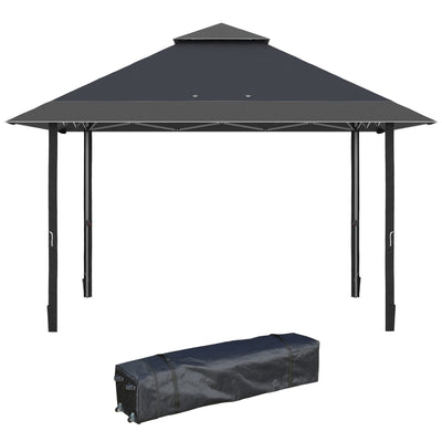 Outsunny 13' x 13' Pop Up Party Tent Outdoor Canopy with Top Vent, 3-Level Adjustable Height, and Roller Bag, Grey 
