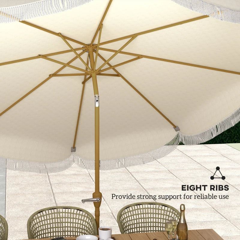9FT Patio Umbrella Parasol, UPF 30+ Outdoor Market Umbrella with Crank, 8 Ribs, Push Button Tilt, Cream White