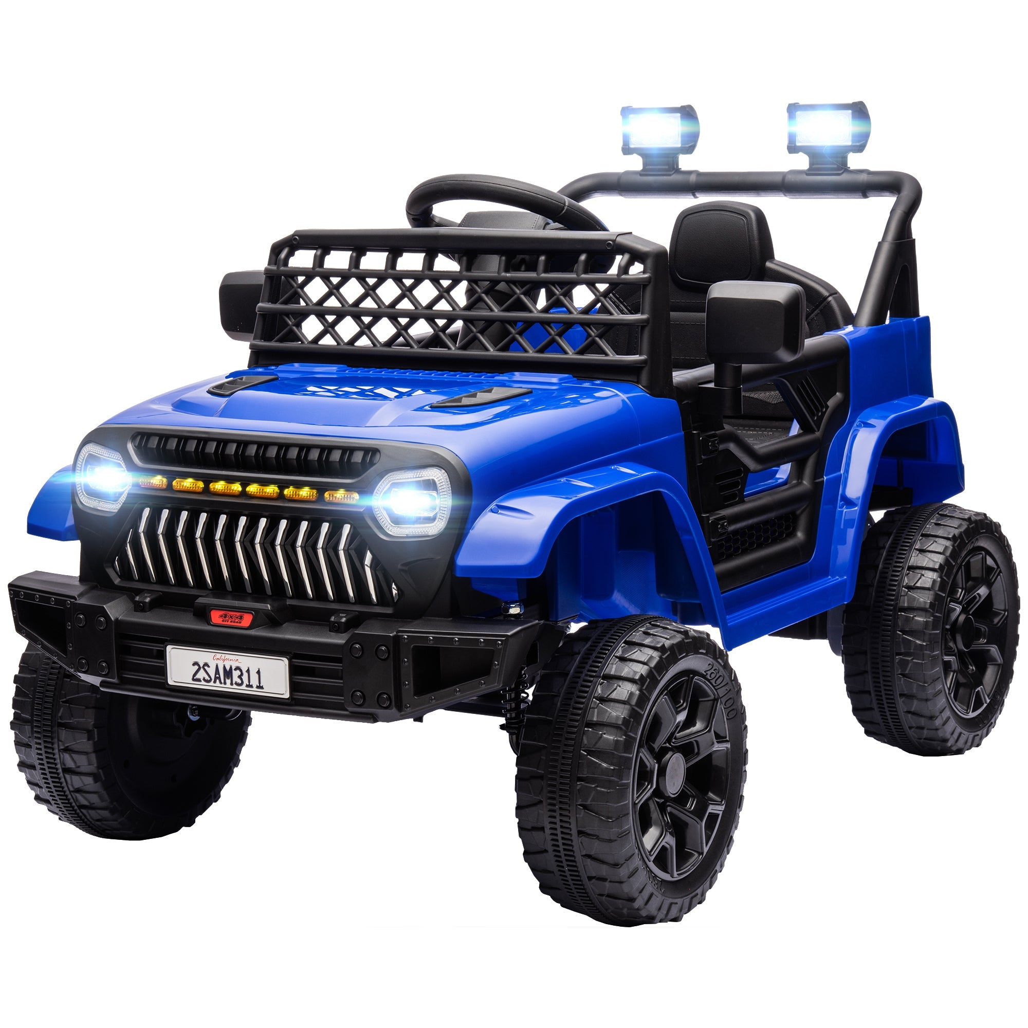Qaba 12V Ride on Truck, Electric Car for Kids with Remote Control, Suspension, 3 Speeds, USB Music Headlights, Dark Blue 