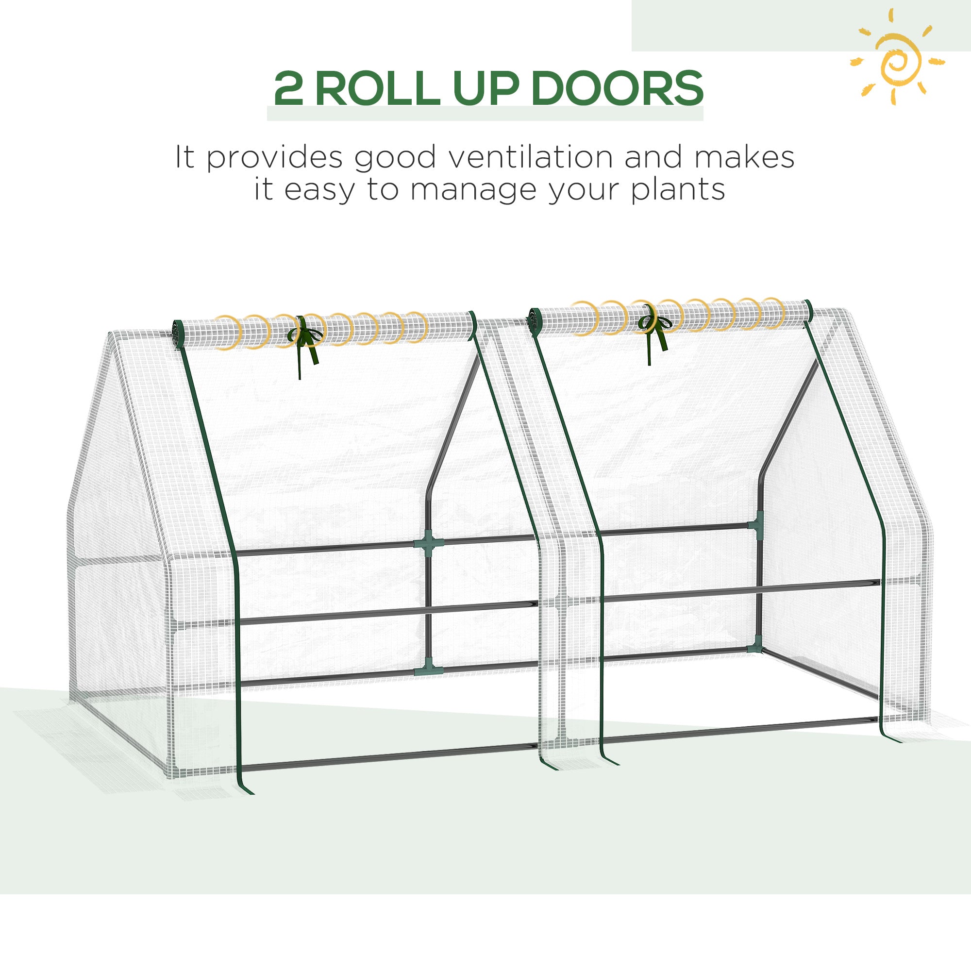 Outsunny 6'x3'x3' Portable Tunnel Greenhouse: UV PE Cover with Zipper Doors for Outdoor Garden, White 