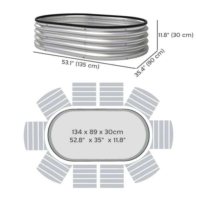 Galvanized Raised Garden Bed, 4 x 3 x 1 ft Modular Metal Garden Beds with Rubber Strip Edging, Silver