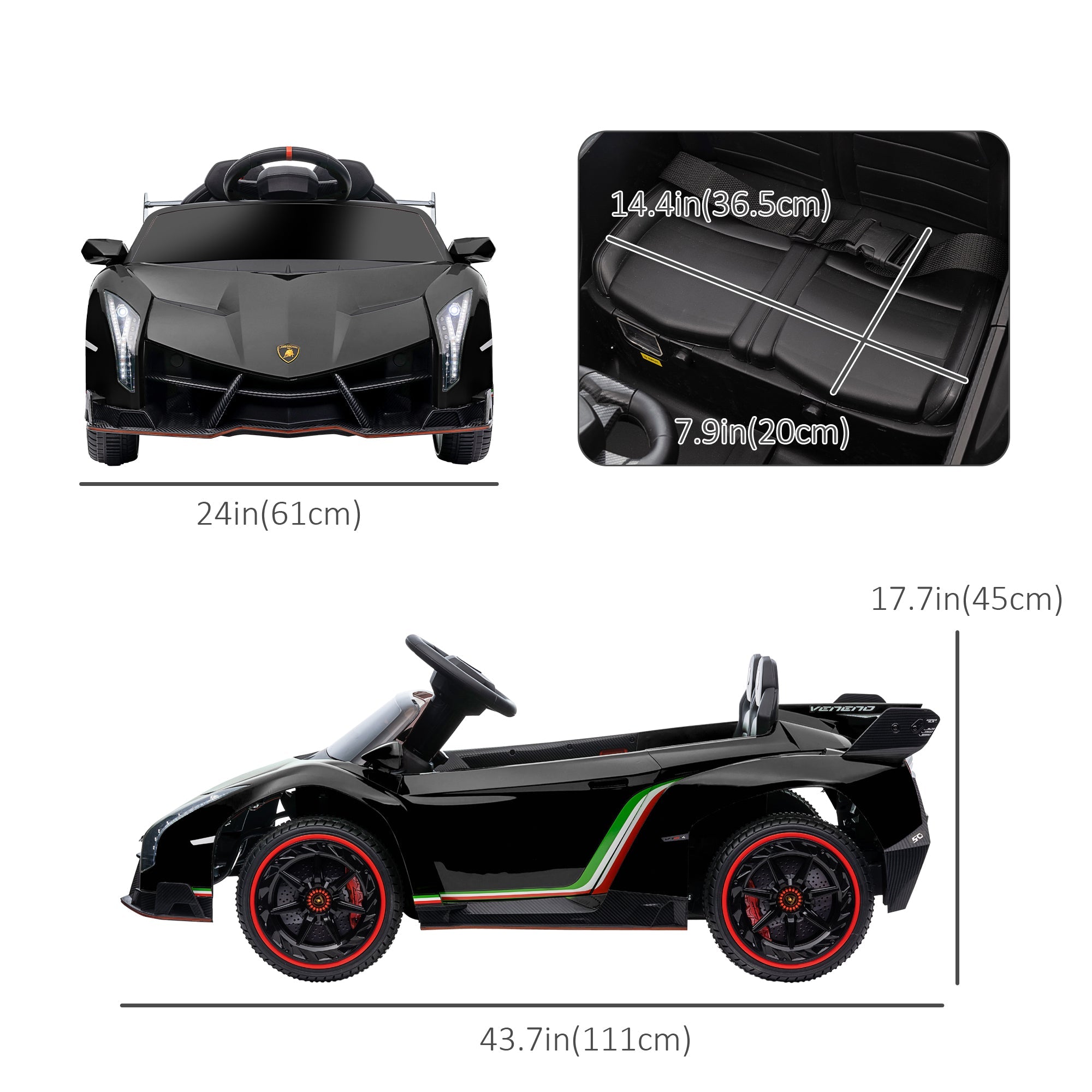 Aosom 12V Kids Ride-On Car: Butterfly Doors, 4.3MPH, Portable Battery, Black 