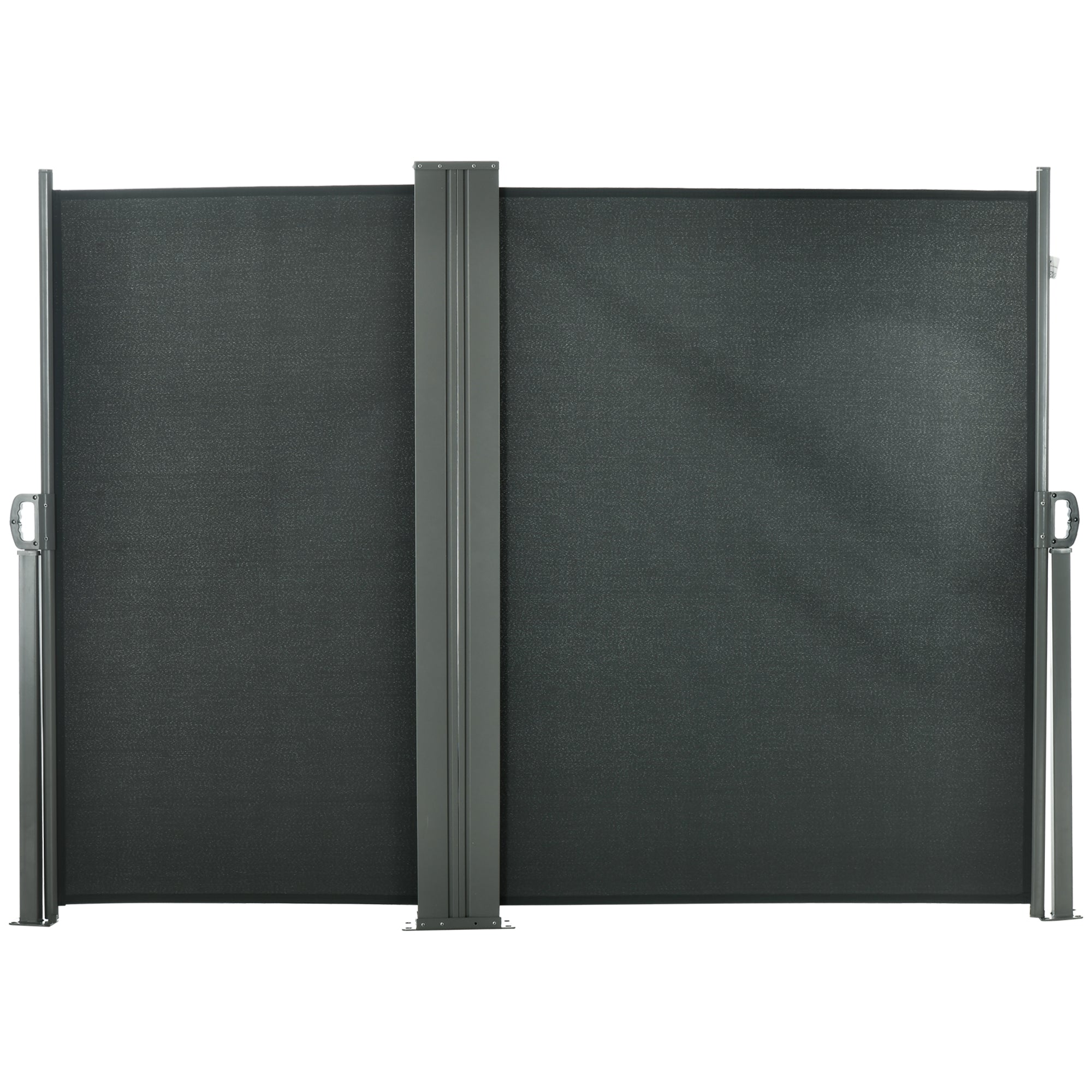 Outsunny Double Retractable Side Awning, 236" x 63" Outdoor Privacy Wall, Patio Screen for Garden, Balcony, Backyard, Grey 