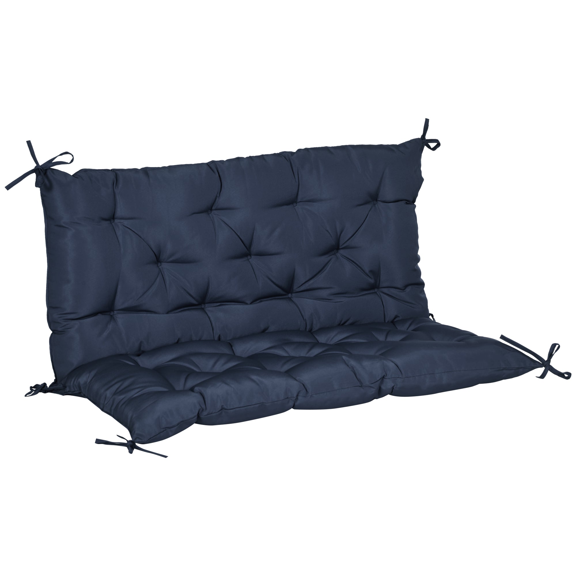 Outsunny Non-Slip Garden Bench Cushion 2 Seater Thick Pad Swing Chair Mat Replacement 39.4" x 38.6" Dark Blue 
