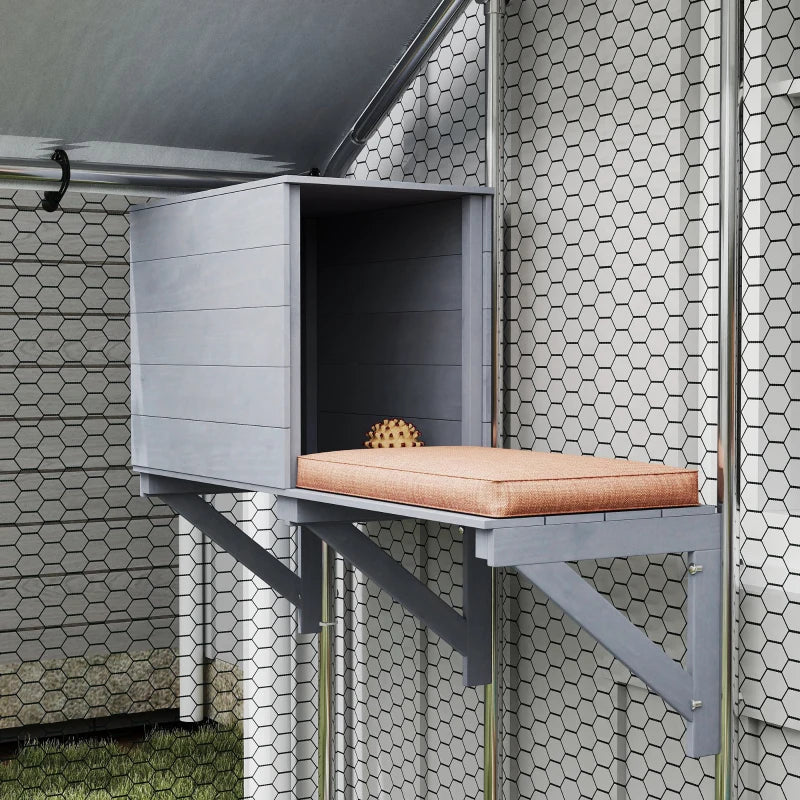 79" Extra Large Metal Outdoor Catio with Waterproof Cover, Resting Box, 4 Platforms, for Multiple Rabbits, Chicken