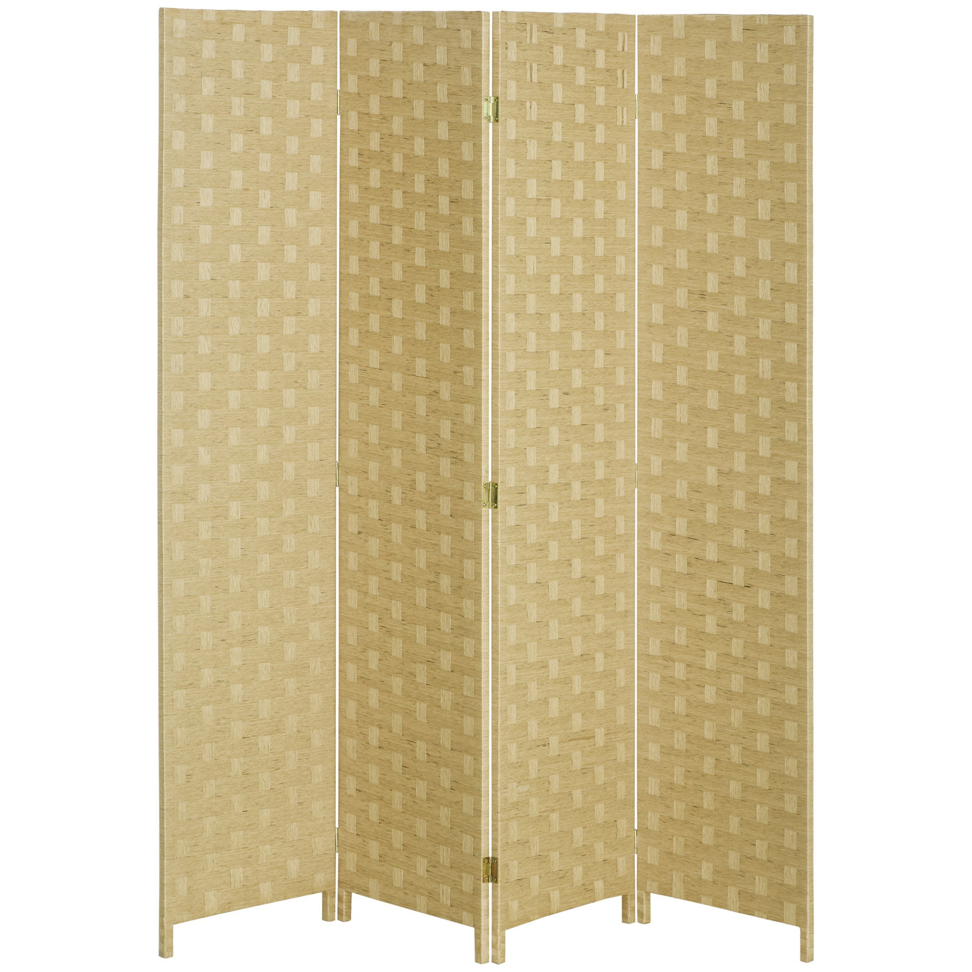 HOMCOM Wave of Seclusion: 5 Ft Tall 4 Panel Folding Room Divider, Wave Fiber Brown Privacy Screen for Indoor Use 