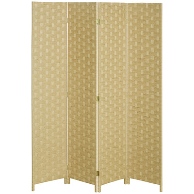 HOMCOM Wave of Seclusion: 5 Ft Tall 4 Panel Folding Room Divider, Wave Fiber Brown Privacy Screen for Indoor Use 