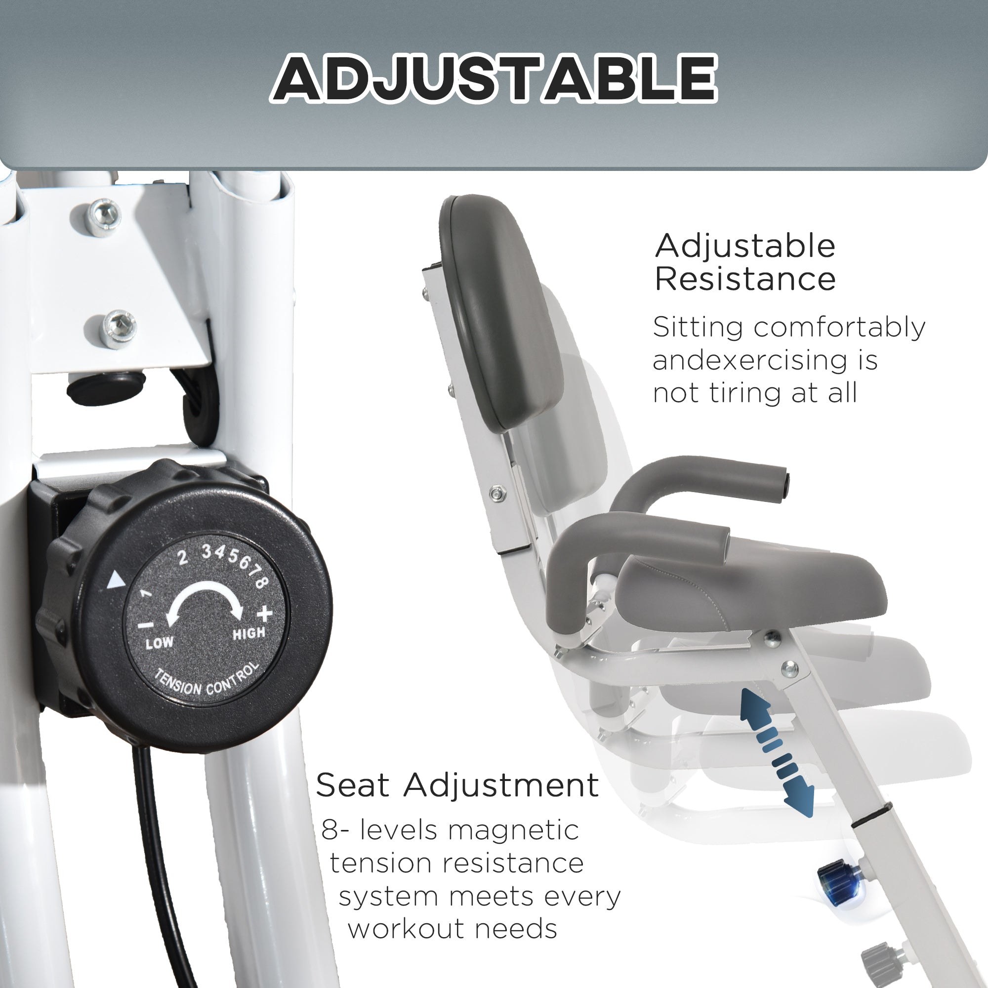 Soozier Folding Exercise Bike, Indoor Stationary Bike with 8-Level Magnetic Resistance and LCD Monitor, for Cardio Workout Grey 