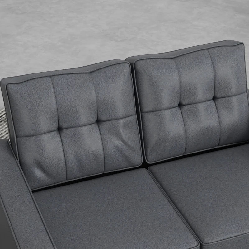 51" PU Leather Loveseat, Upholstered Double Sofa Couch with Armrests, Tufted Backrest, Pocket Spring and Sponge Padded Cushion for Living Room, Bedroom, Home Office, Grey