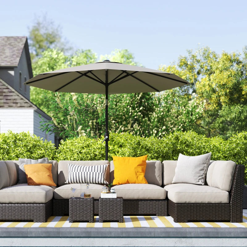 Aluminum Patio Umbrella, Garden Outdoor Parasol, Sun Shelter, 8.5ft, Light Grey