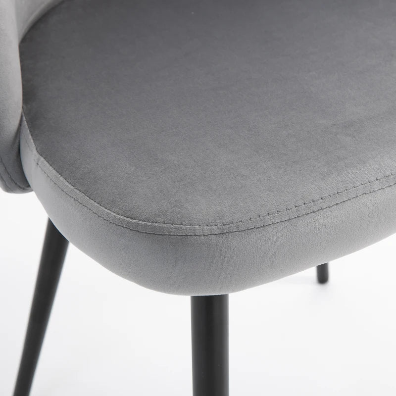 Modern Dining Chairs, Mid-Back Velvet-touch Upholstery Side Chair, Table Chair for Living Room, Dining Room, Grey, Set of 4