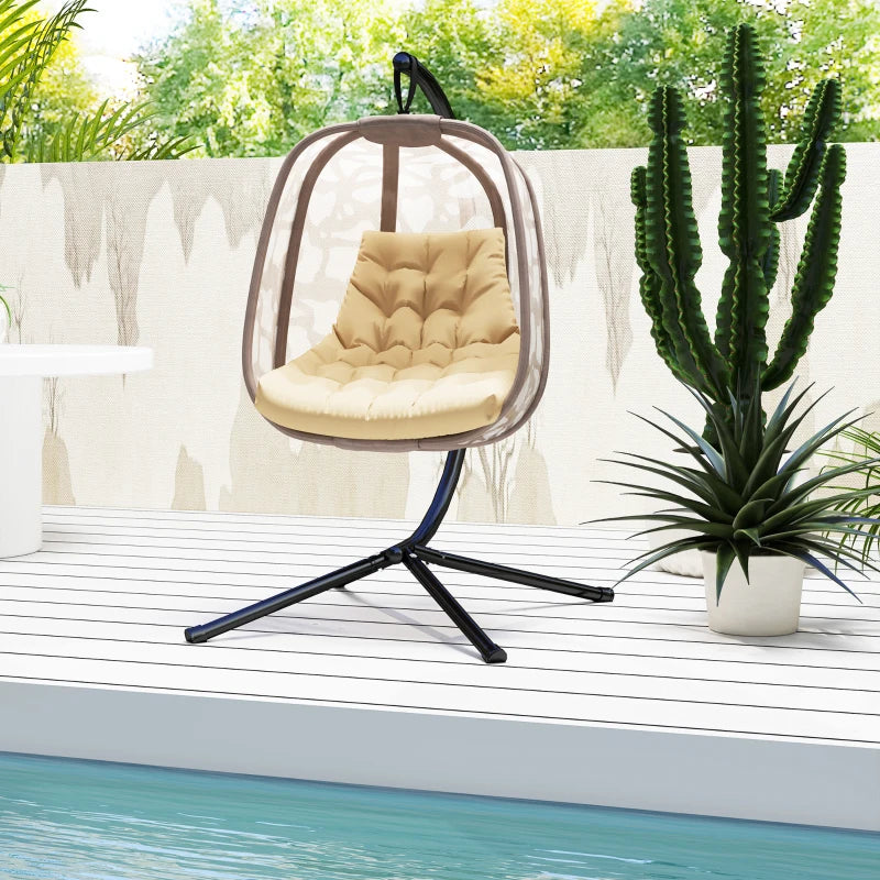 Outdoor Swing Cushion, Tufted Patio Cushion Replacement for Garden Chair Egg Chair,  Indoor Outdoor Seat Cushion, Beige