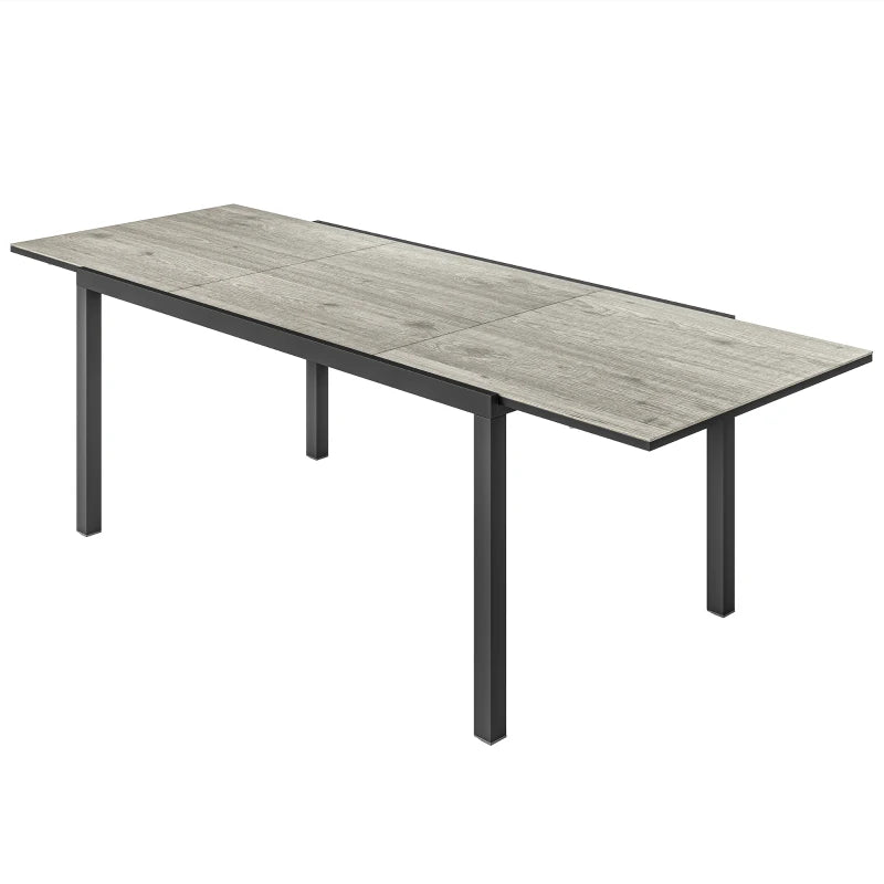 63"-94.5" Extendable Patio Dining Table for 6-8 Person, Outdoor Dining Table with Aluminium Edging, Steel Frame, Grey