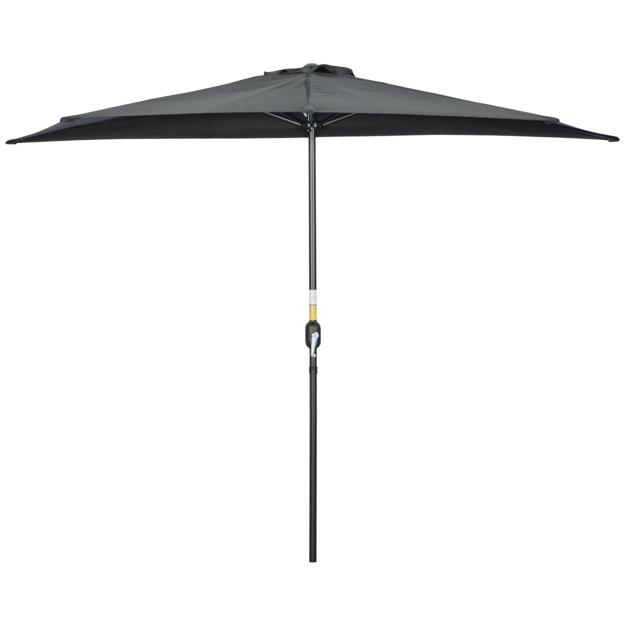 Outsunny 9.8ft Space Saver Parasol: Half Umbrella Semi Round Patio Canopy, Crank Handle Top Vent for Small Spaces, Sleek Black 
