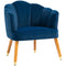 HOMCOM Modern Velvet Armchair: Cushioned Seat, Wood Legs, Bedroom/Living Room, Blue