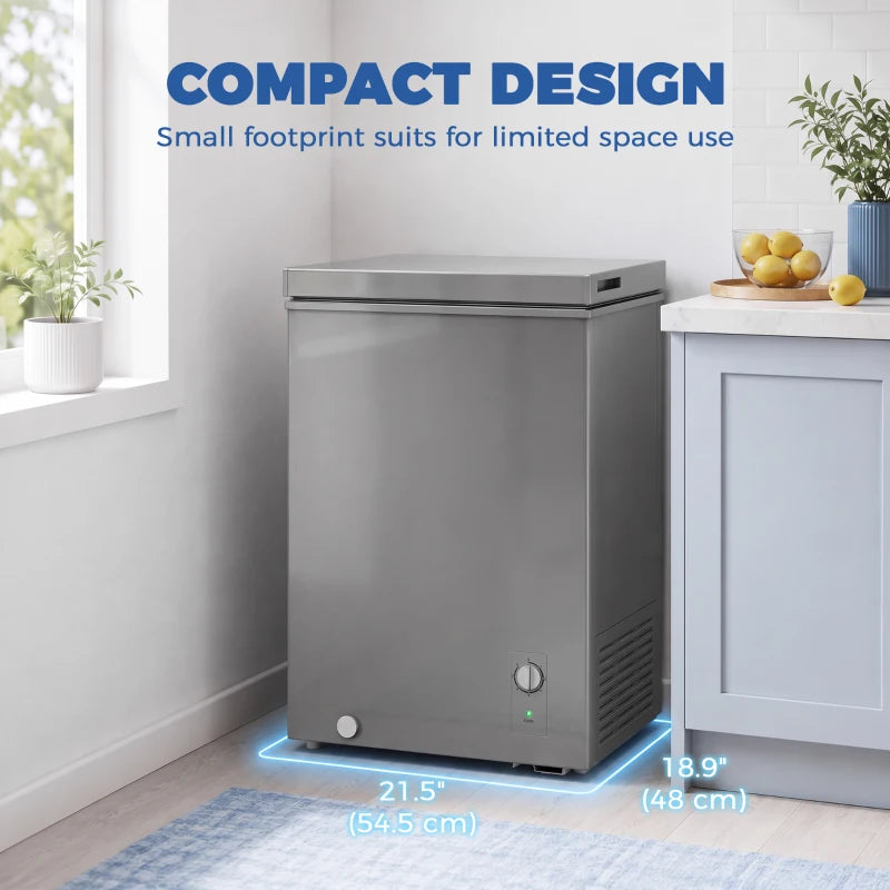 3.5 Cu. Ft. Chest Freezer with Adjustable Temperature Control & Storage Basket - Gray or Black