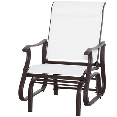 Outsunny Outdoor Glider Chair, Patio Glider with Steel Frame and Mesh Fabric, Garden Chair for Backyard, Garden, and Porch, Cream White 
