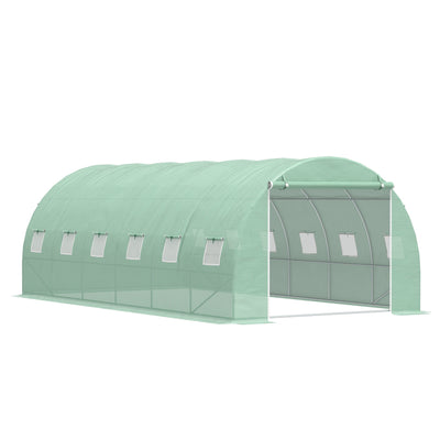 Outsunny 19.7'x9.8'x6.6' Large Walk-In Greenhouse Garden Plant Seed Growing Tunnel Shed Green 