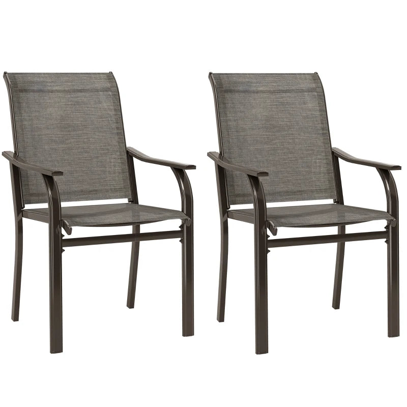 Patio Chairs Set of 2 with Armrest and High Backrest, for Backyard, Balcony, Porch, Poolside, Deck, Garden, Brown