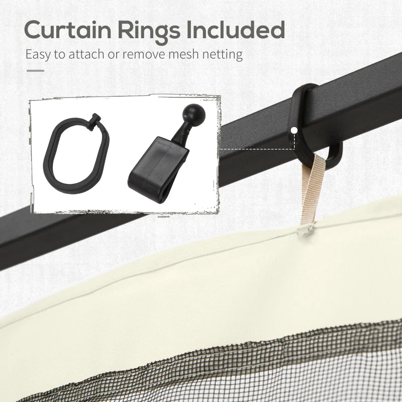 Replacement Mosquito Netting for Gazebo 13' x 13' Black Screen Walls for Canopy with Zippers for Parties and Outdoor Activities, Cream White