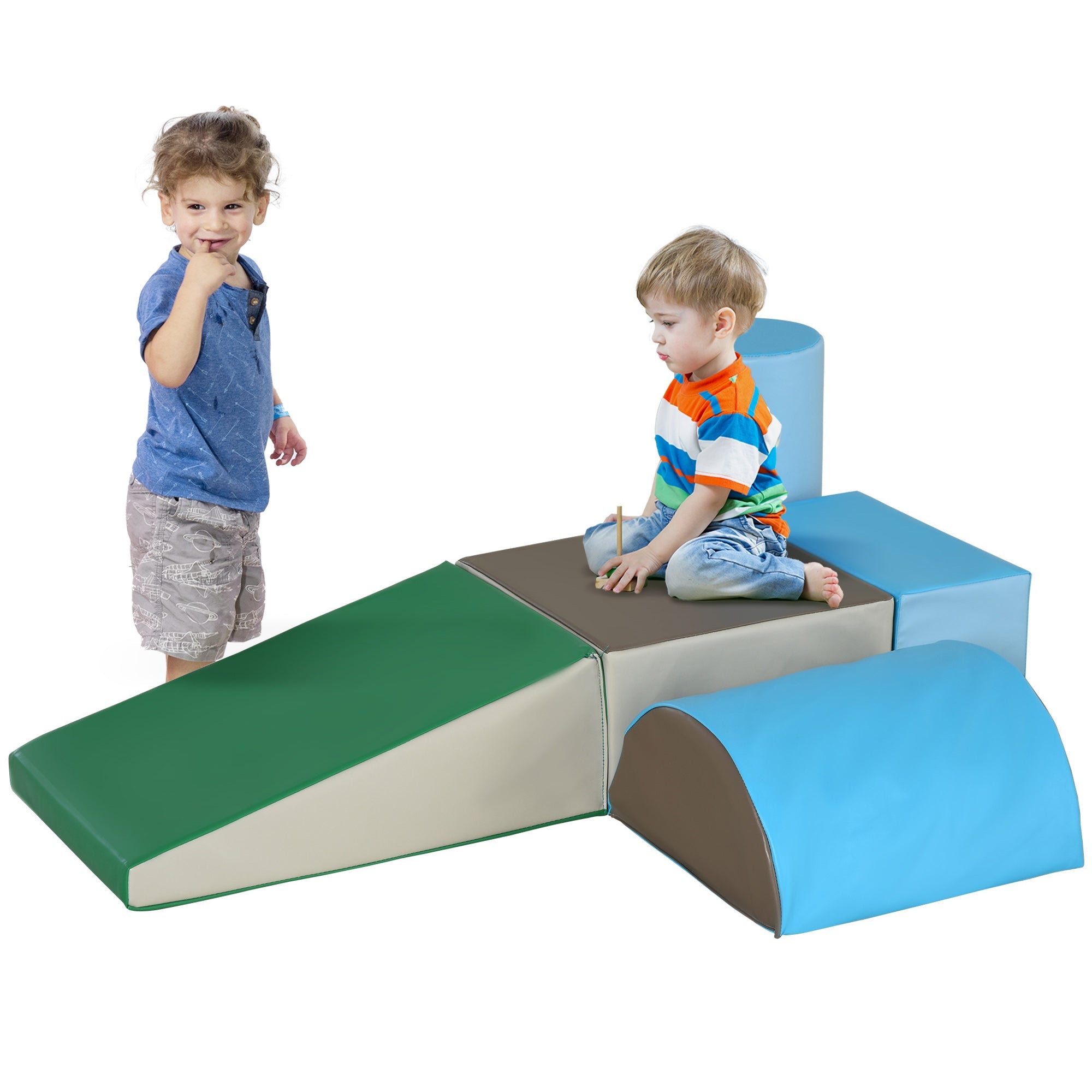 Soozier 5-Piece Soft Foam Climber: Toddler Stairs, Ramp, Safe Playset for Preschoolers 