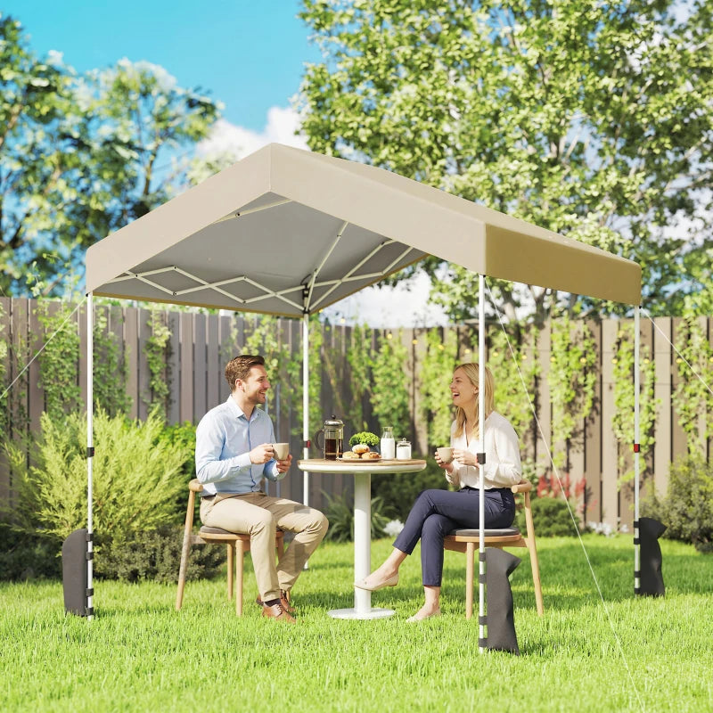 8 x 8 ft Pop Up Canopy Tent with 1-Button Push Easy Setup, UPF 50+ A-Frame Outdoor Instant Canopy, Beige