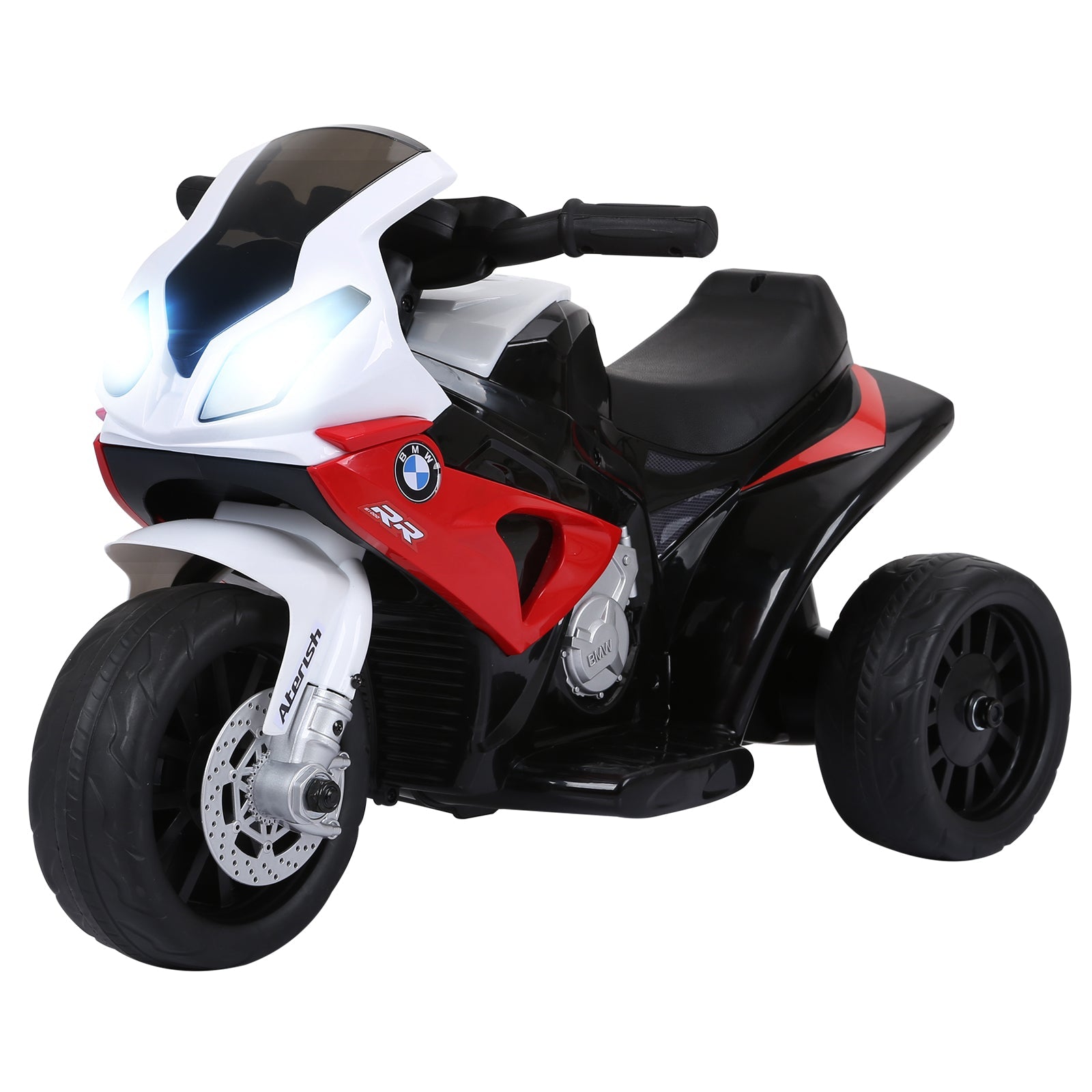 Aosom 6V Kids Motorcycle Battery Powered Toddler Ride On with Headlight Music 3 Wheels Red 