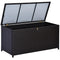 Wicker Outdoor Storage Box, 75 Gallon Deck Box with Gas Strut and Clamp Lid, Rattan Patio Storage Container for Gardening Tools, Pool Supplies, Dark Brown