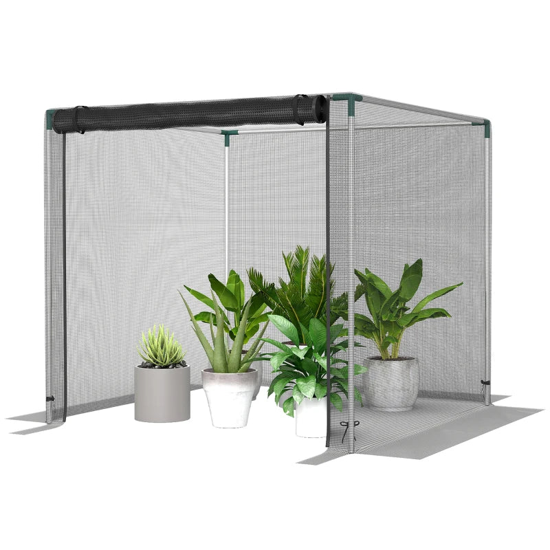 Galvanized Steel Crop Cage, Plant Protection Tent with Zippered Door, 4' x 4', Black