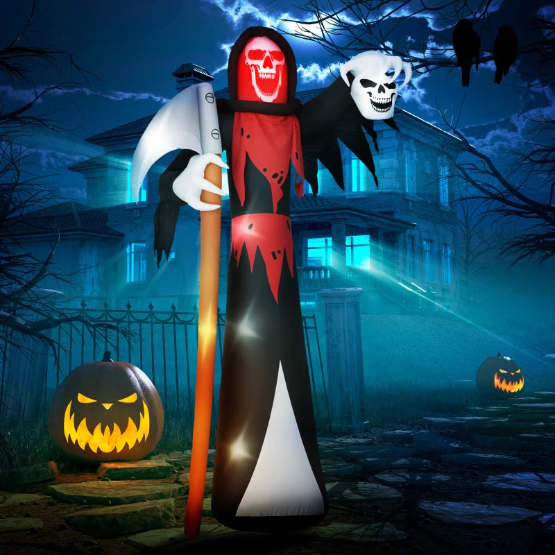 Outsunny 12ft Halloween Inflatable Grim Reaper – LED Lighted Blow-Up Garden Decoration for Indoor & Outdoor 