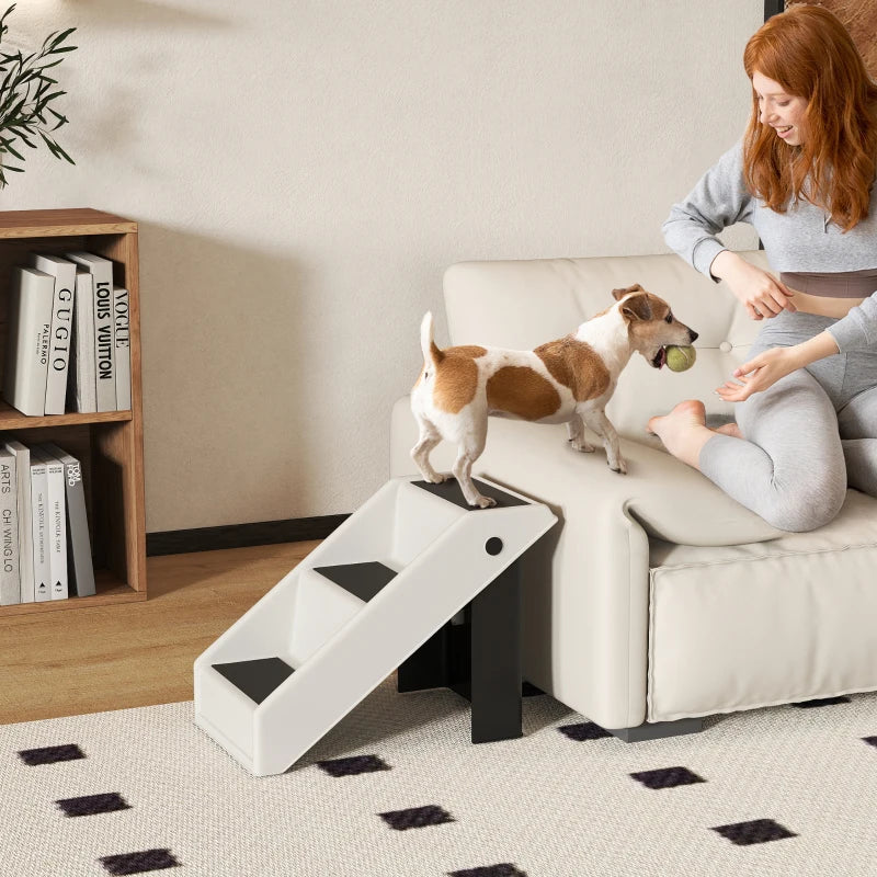 Dog Stairs for Small Dogs, 14.5" H Foldable Pet Ramp with 3 Non-Slip Steps for High Beds or Sofas