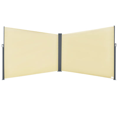 Outsunny Patio Privacy Divider: Double Side Retractable Sunshield for Garden Shade, Beige 