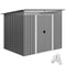 9' x 6.5' Outdoor Metal Garden Shed Utility Tool Storage Steel Backyard Storage House, Light Grey