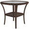 Outdoor Coffee Table with Storage Shelf, Hand-Woven Wicker Side Table with Water-Ripple Glass Top, Mix Brown