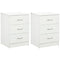 Bedside Table with 3 Drawers, Modern Wood Nightstand, Side Table with Anti-tipping Design for Bedroom, Set of 2, White