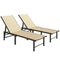 Outdoor Lounge Chair Set of 2, 5-Position Reclining Outdoor Chaise Lounge Tanning Chair with Mesh Seat, Khaki