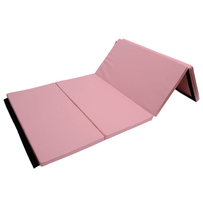 Soozier Tri-Fold Gymnastics Mat 4'x8' Exercise Mat for MMA Martial Arts Stretching with Handles Pink 