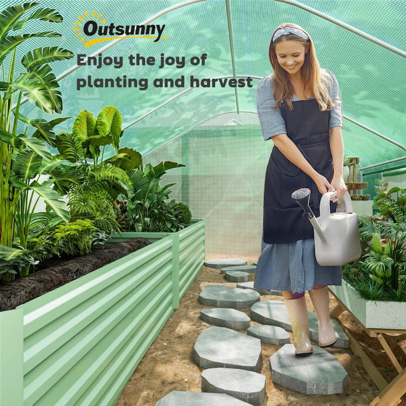 Walk-in Tunnel Greenhouse with Galvanized Steel Frame, Doors & Windows, Wind Resistant, Garden Planting Warm House, 13' x 10' x 6.5' , Green