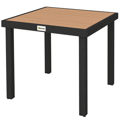 Outsunny Square Aluminum Patio Dining Table for 4 Garden Lawn Backyard Outdoor Furniture Natural 