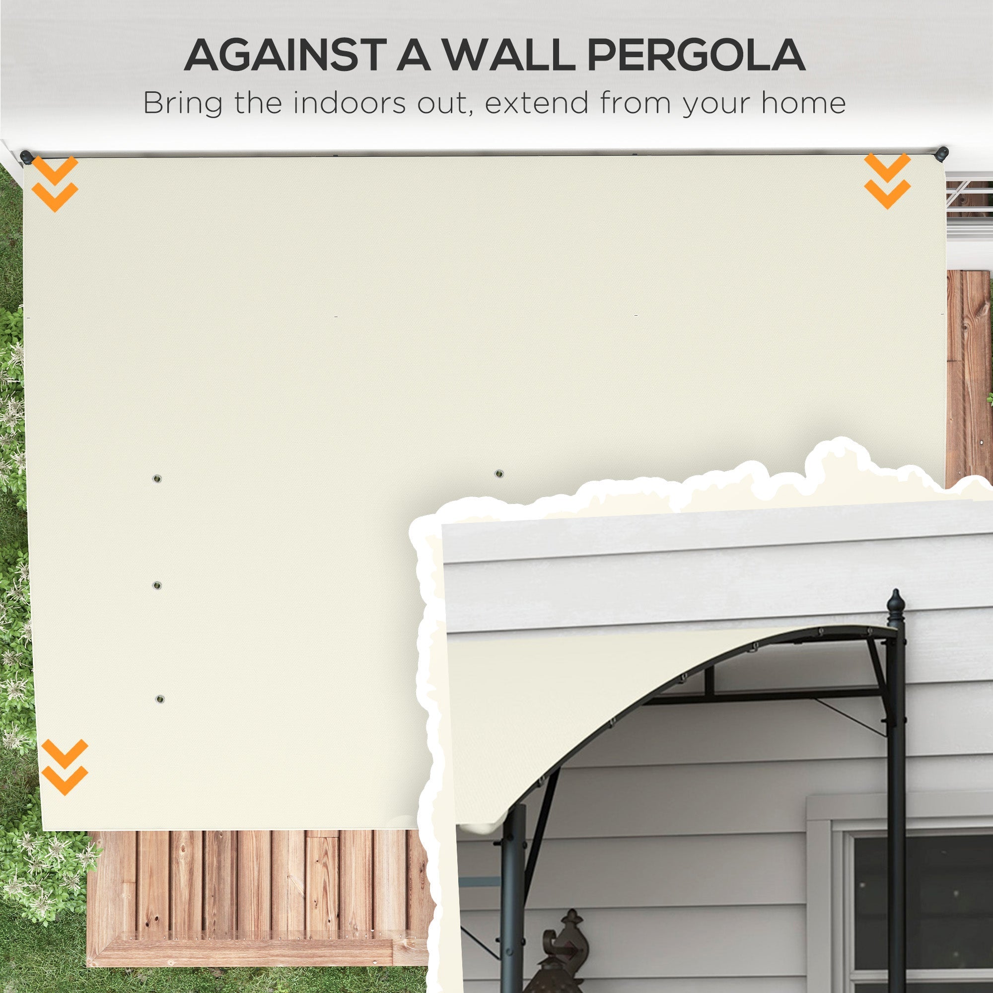 Outsunny 10' x 13' Outdoor Pergola with UV30+ Protection Canopy and Steel Frame for Porch, Patio, Deck, Backyard, Cream White 