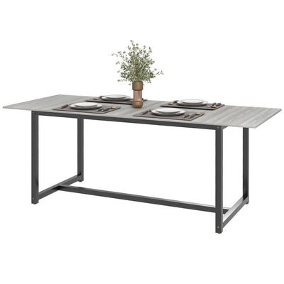 HOMCOM 63"-79" Collapsible Dining Table for 2-4, Foldable Kitchen Table with Steel Frame for Dining Room, Grey Wood Grain 