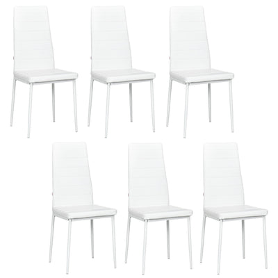 HOMCOM Elegant Dining Chair Set: High-Back PU Leather Upholstery, Metal Legs, Set of 6, White 