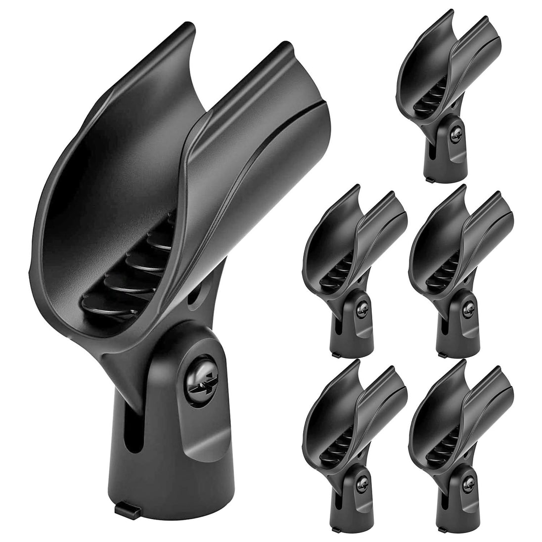 5 Core Universal Microphone Clip Holder 6Pack Mic Mount w Gold Plated 5/8" - 3/8" Screw Adapter