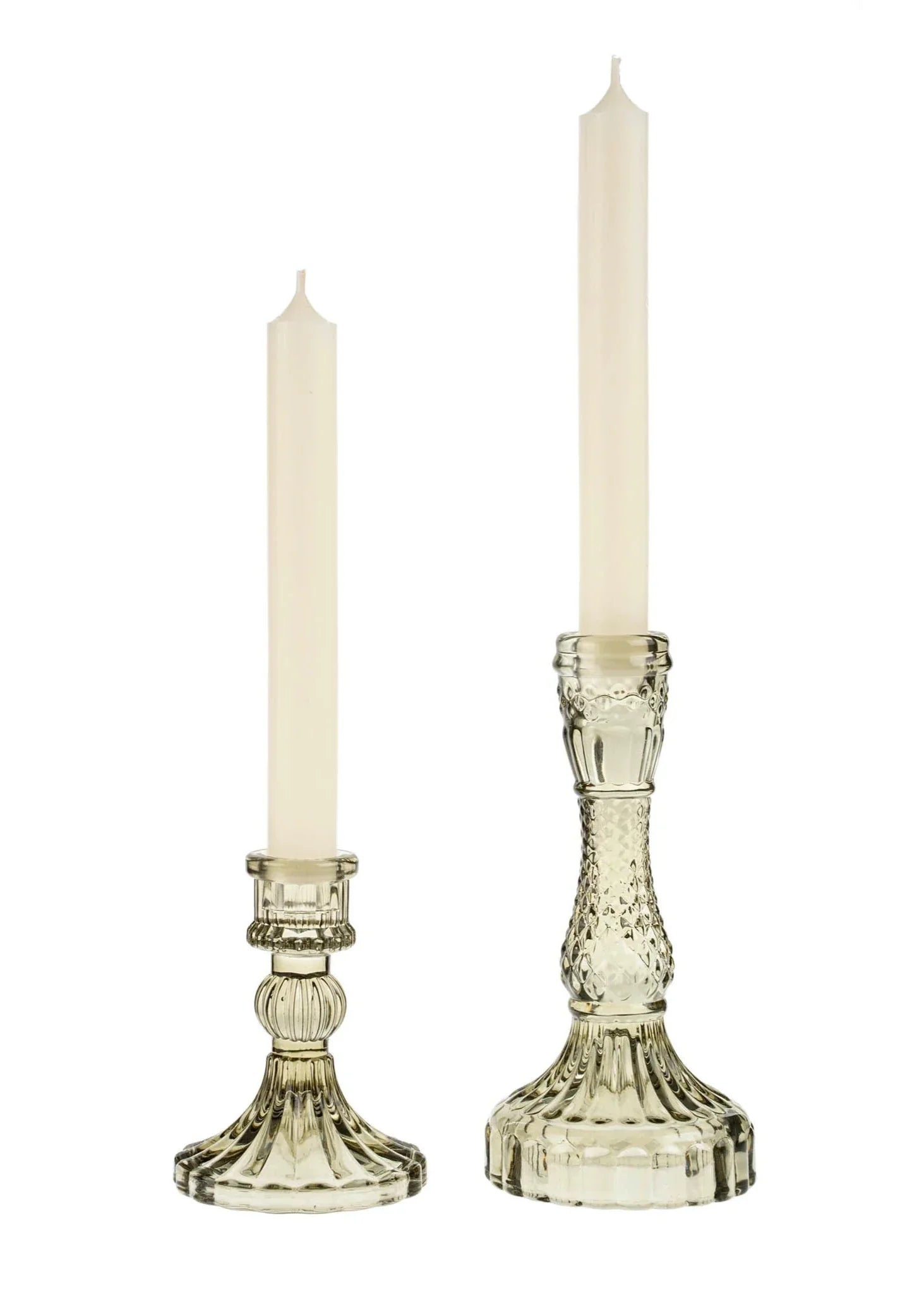 Palazzo Glass Candle Holder, Set of 2 - Grey 