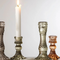 Palazzo Glass Candle Holder Set of 2 – Grey Pressed Glass, Elegant Timeless Design, Perfect for Dining Table, Mantel, or Centerpiece