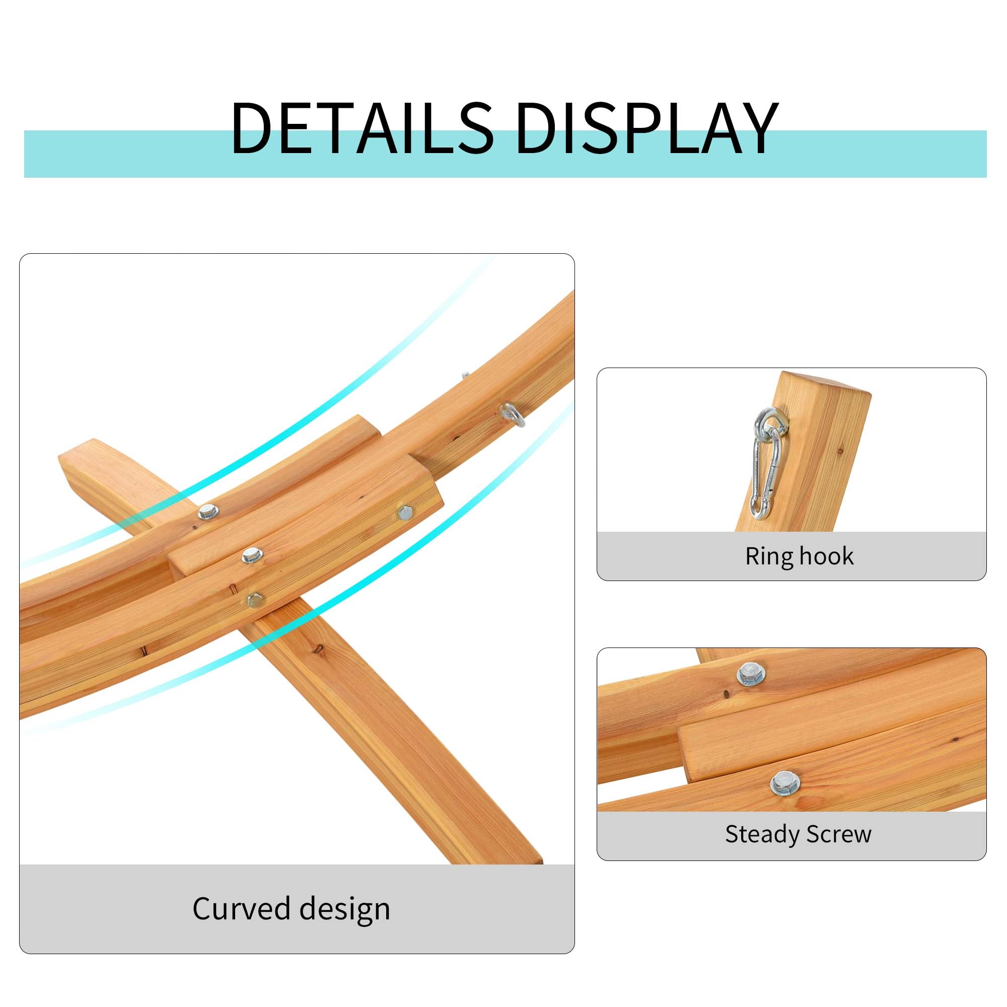 Outsunny 11' Wooden Hammock Stand: Universal Curved Arc Design for Garden, Picnic, Camp Accessories, 264lbs Capacity 
