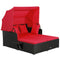 Patio Rattan Daybed with Retractable Canopy & Fold-Out Side Tables