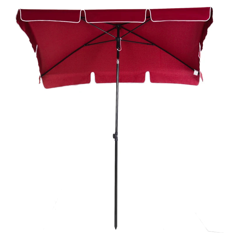 6.5x4ft Rectangle Patio Umbrella Aluminum Tilt Adjustable Garden Parasol Sun Shade Outdoor Canopy Red