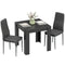 Dining Table Set for 2, Square Kitchen Table and Chairs, Dining Room Table and PU Leather Upholstered Chairs, Black