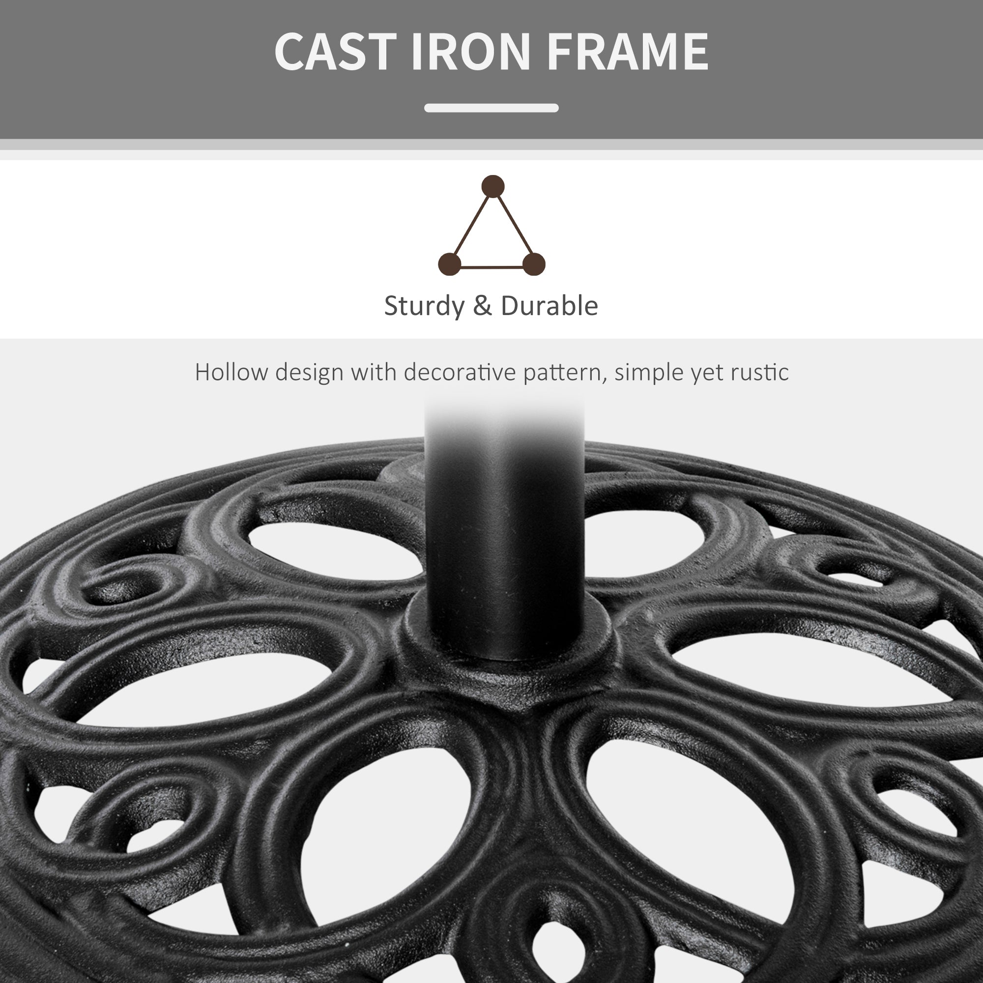 Outsunny Round Cast Iron Patio Umbrella Base: Outdoor Stand Holder for Φ38/48mm Poles, Black 